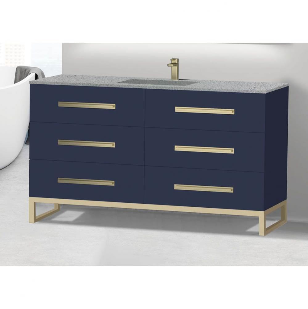 Madeli Icon 60C'' Free standing Vanity Cabinet in Sapphire/HW: Polished Chrome(PC)