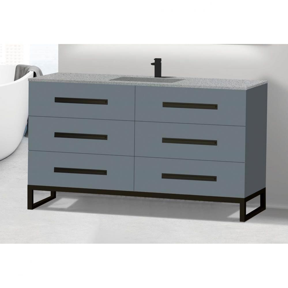 Madeli Icon 60C'' Free standing Vanity Cabinet in Studio Grey/HW: Polished Nickel(PN)