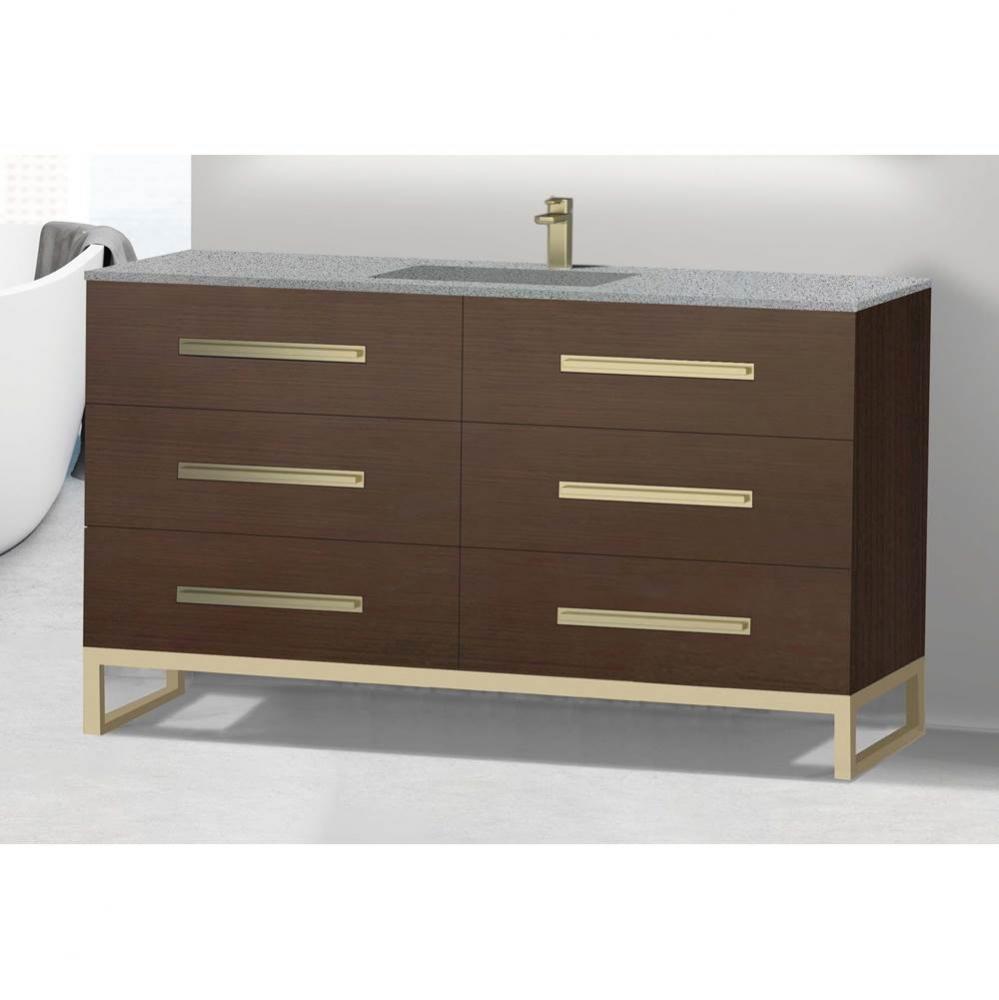Madeli Icon 60C'' Free standing Vanity Cabinet in Walnut/HW: Brushed Nickel(BN)