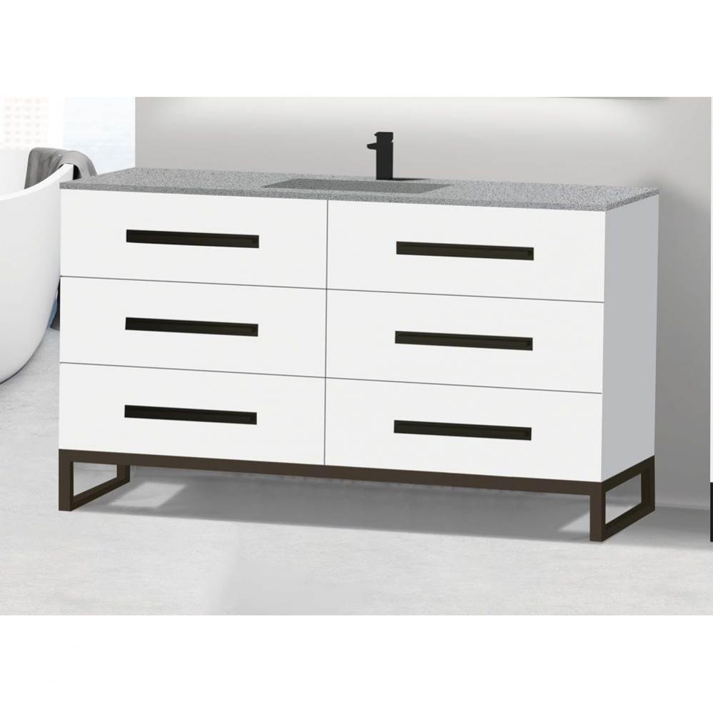 Madeli Icon 60C'' Free standing Vanity Cabinet in White/HW: Brushed Nickel(BN)