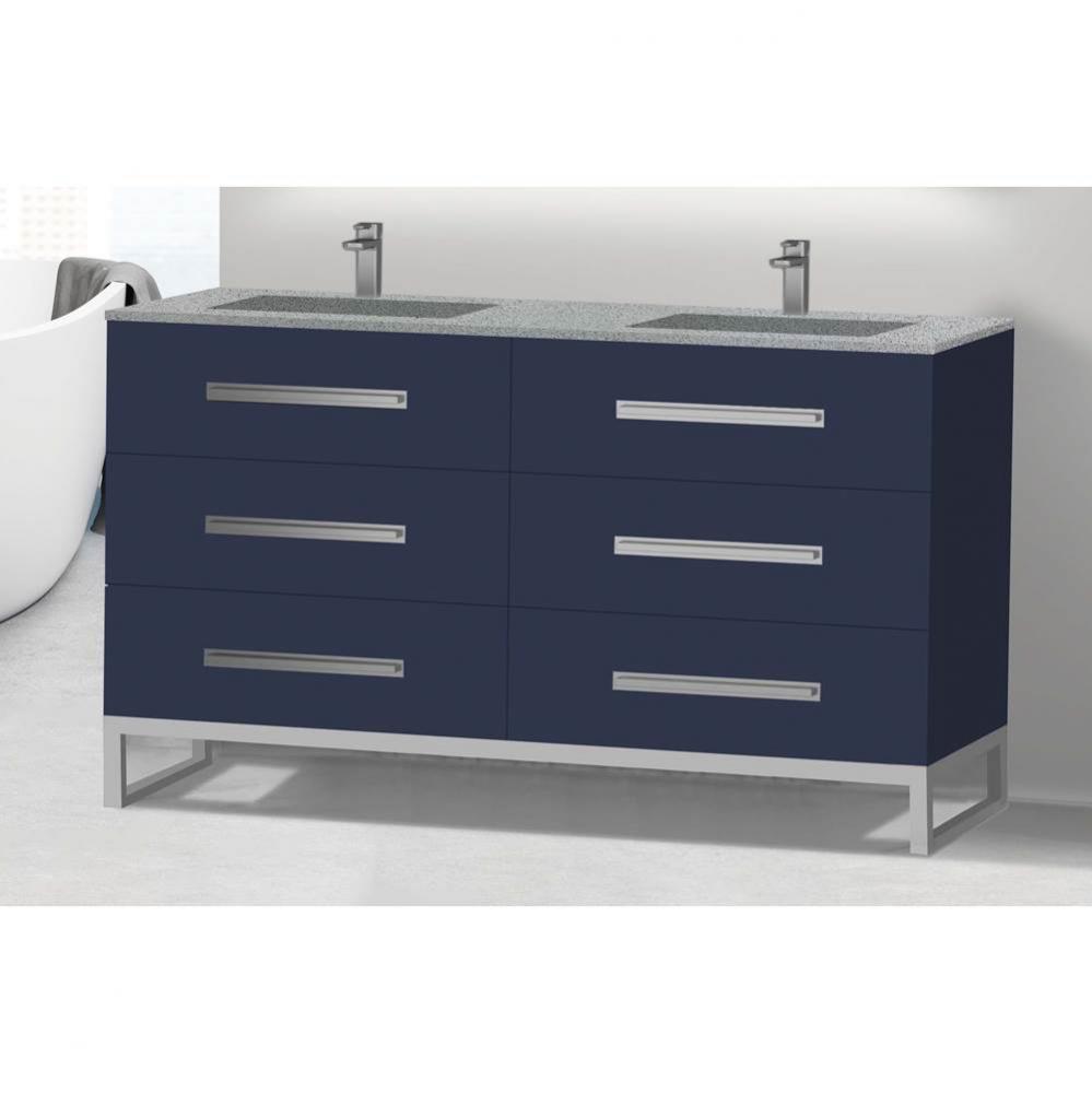 Madeli Icon 60D'' Free standing Vanity Cabinet in Sapphire/HW: Matte Black(MB)