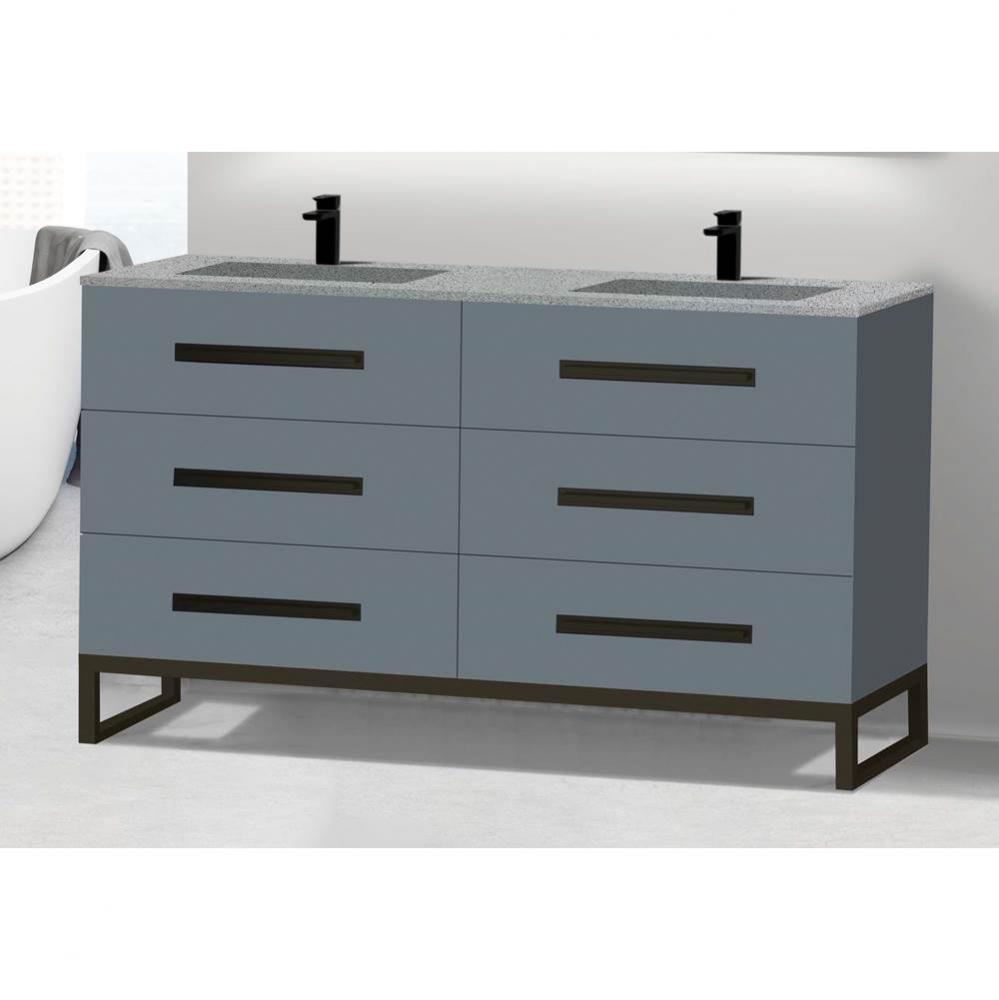 Madeli Icon 60D'' Free standing Vanity Cabinet in Studio Grey/HW: Matte Black(MB)