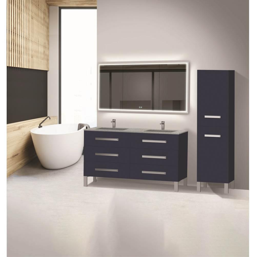 Madeli Icon 60D'' Free standing Vanity Cabinet in Sapphire/HW: Polished Chrome(PC)