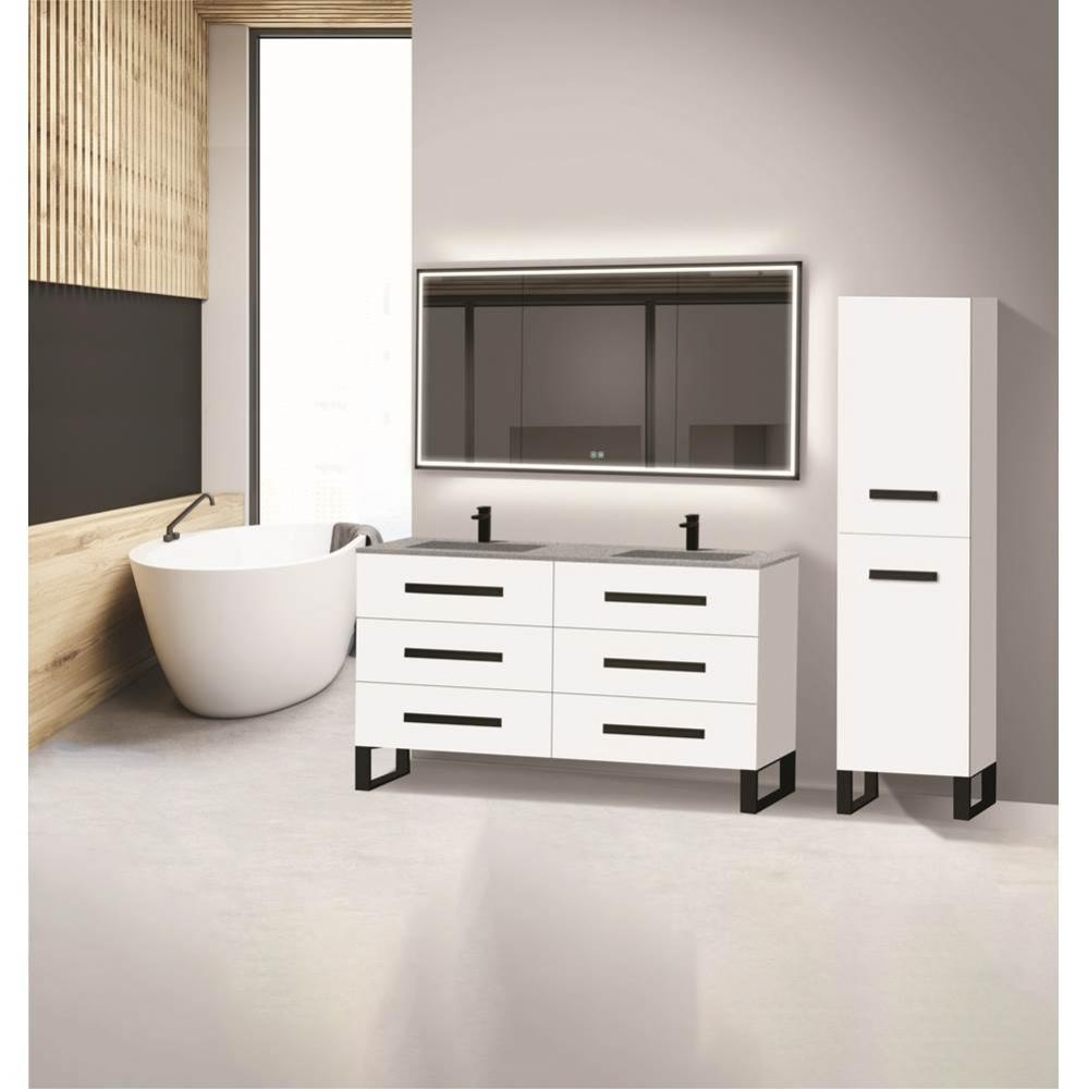 Madeli Icon 60D'' Free standing Vanity Cabinet in White/HW: Polished Chrome(PC)