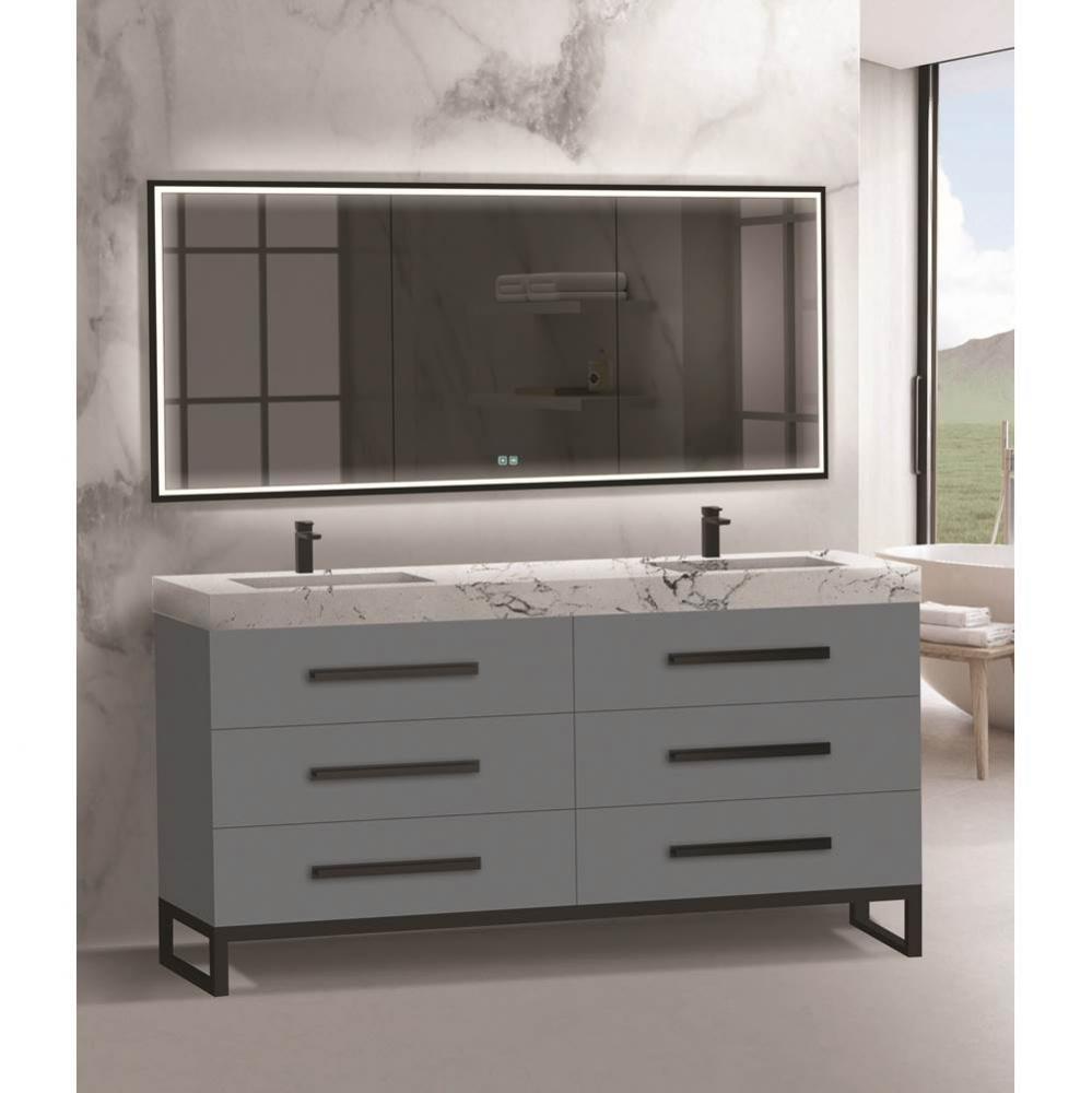 Madeli Icon 72'' Free standing Vanity Cabinet in Studio Grey/HW: Matte Black(MB)