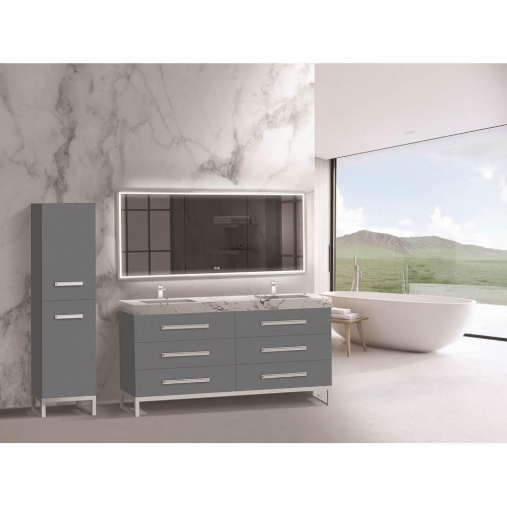 Madeli Icon 72'' Free standing Vanity Cabinet in Studio Grey/HW: Satin Brass(SB)