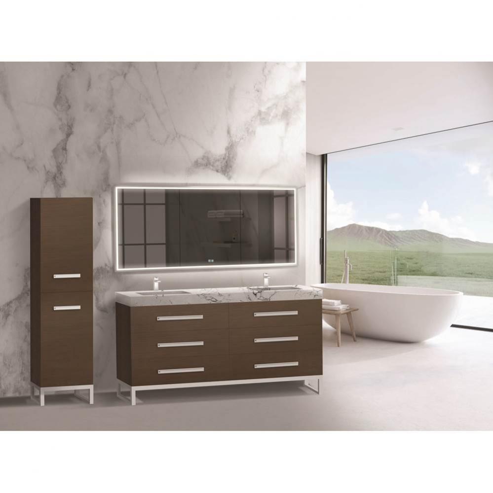Madeli Icon 72'' Free standing Vanity Cabinet in Walnut/HW: Polished Chrome(PC)