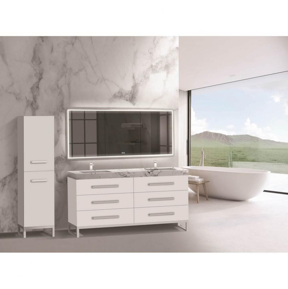 Madeli Icon 72'' Free standing Vanity Cabinet in White/HW: Brushed Nickel(BN)