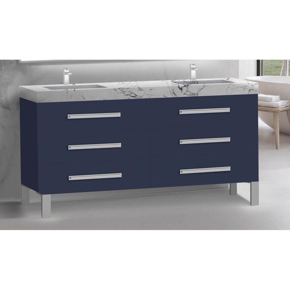 Icon 72D'' Free standing Vanity Cabinet in Sapphire/HW: Polished Chrome(PC)