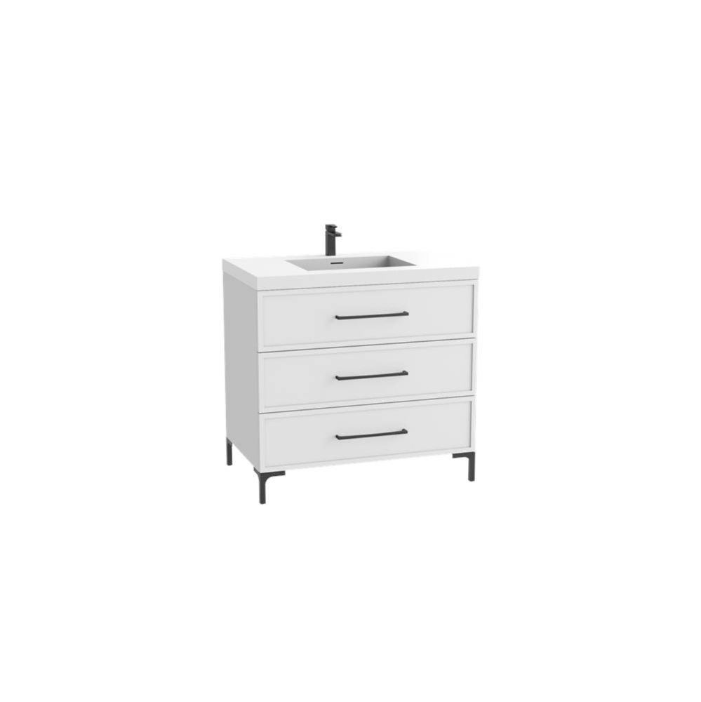 Marquis 30'' Free standing Vanity Cabinet in White/HW: Polished Chrome(PC)
