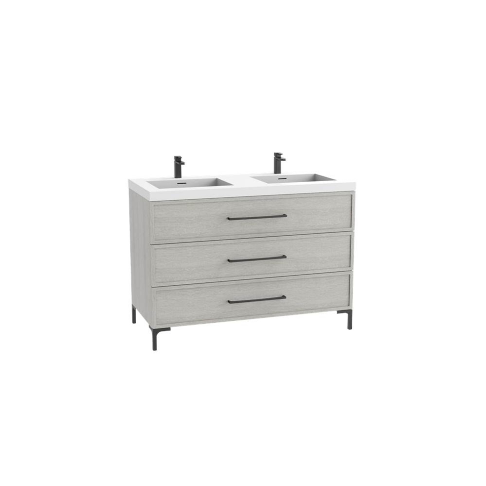 Marquis 48D'' Free standing Vanity Cabinet in Coastal Grey/HW: Polished Chrome(PC)