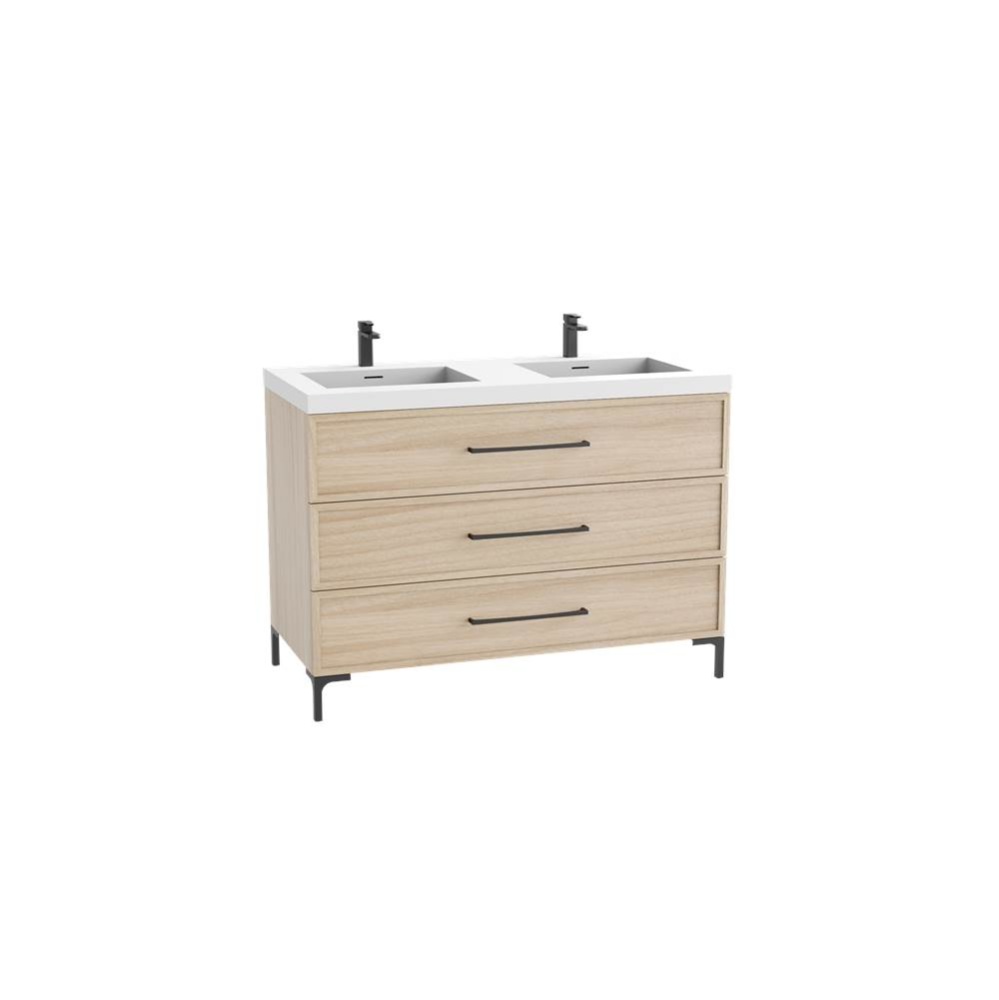 Marquis 48D'' Free standing Vanity Cabinet in Natural Oak/HW: Polished Chrome(PC)