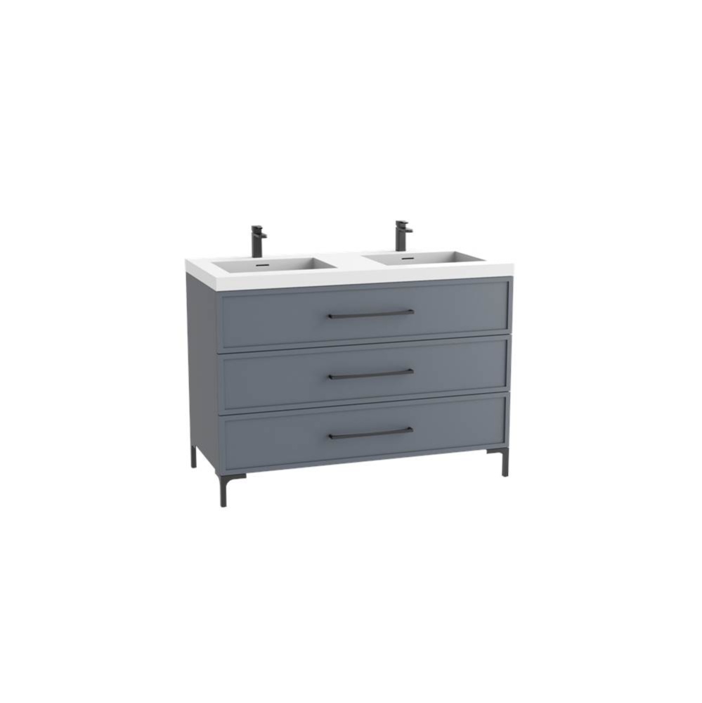 Marquis 48D'' Free standing Vanity Cabinet in Studio Grey/HW: Polished Chrome(PC)
