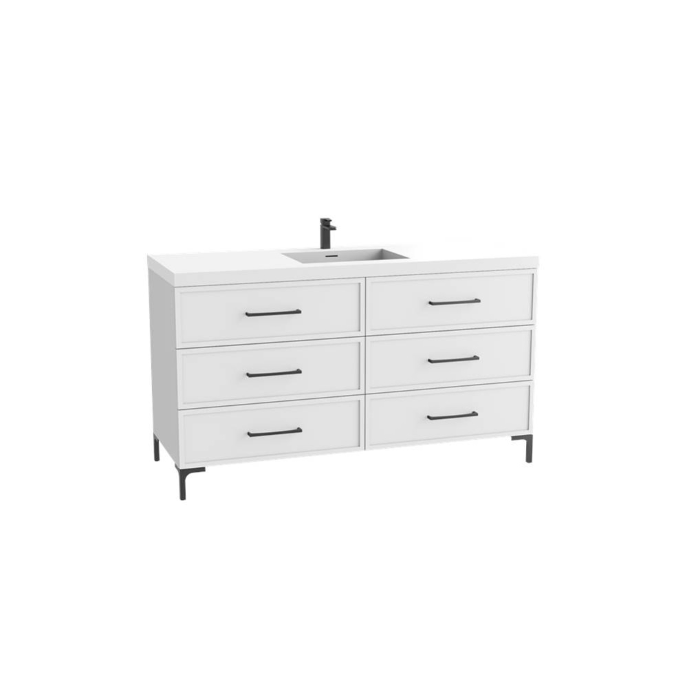 Marquis 60C'' Free standing Vanity Cabinet in White/HW: Polished Chrome(PC)