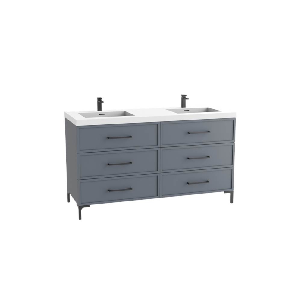 Marquis 72D'' Free standing Vanity Cabinet in Studio Grey/HW: Polished Chrome(PC)