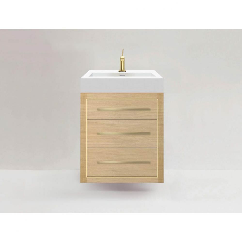 Madeli Villa 24'' Wall hung Vanity Cabinet in Natural Oak/HW: Polished Chrome(PC)