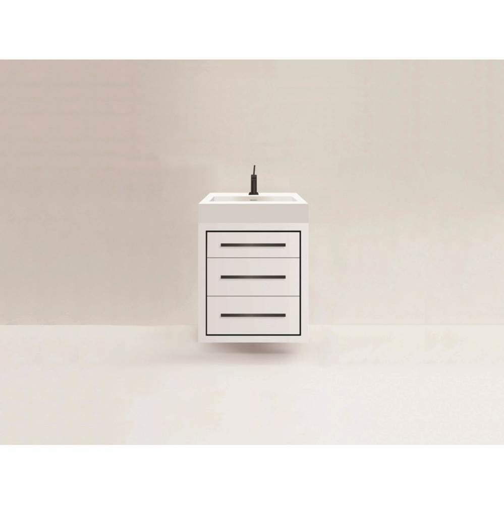 Madeli Villa 24'' Wall hung  Vanity Cabinet in White/HW: Polished Chrome(PC)