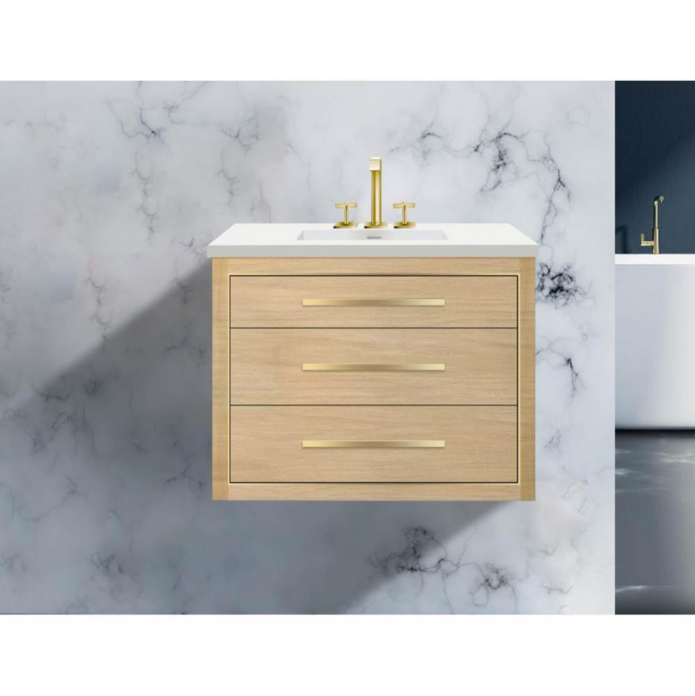 Madeli Villa 30'' Wall hung Vanity Cabinet in Natural Oak/HW: Polished Chrome(PC)