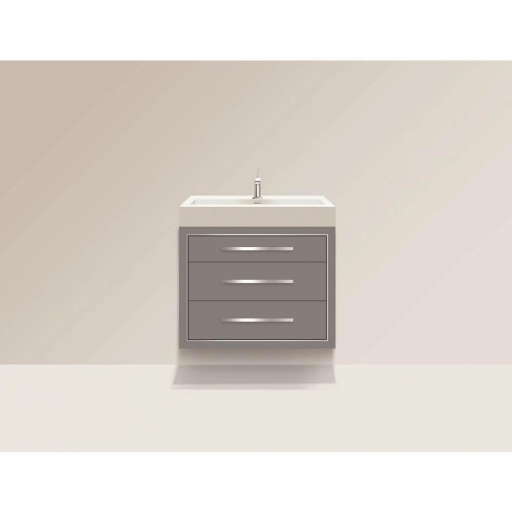 Madeli Villa 30'' Wall hung  Vanity Cabinet in Studio Grey/HW: Brushed Nickel(BN)