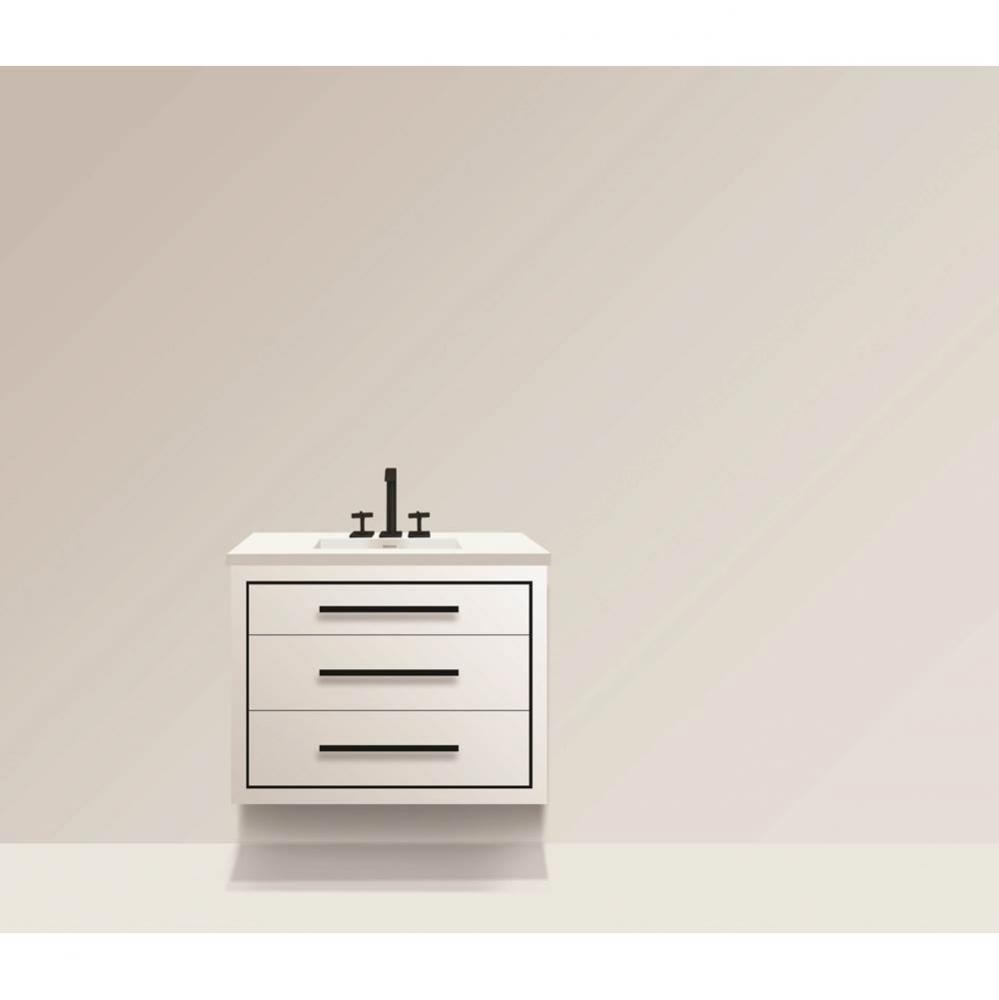 Madeli Villa 30'' Wall hung  Vanity Cabinet in White/HW: Polished Chrome(PC)