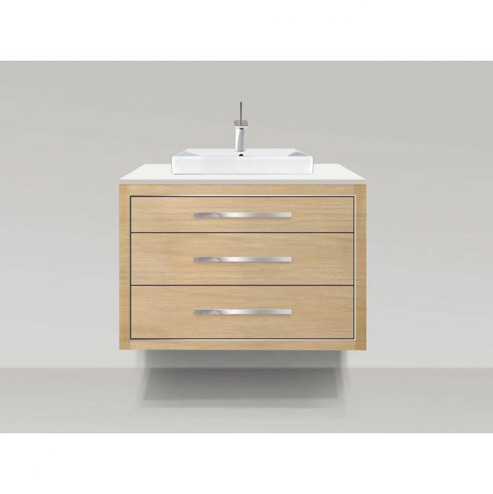 Madeli Villa 42'' Wall hung Vanity Cabinet in Natural Oak/HW: Polished Chrome(PC)