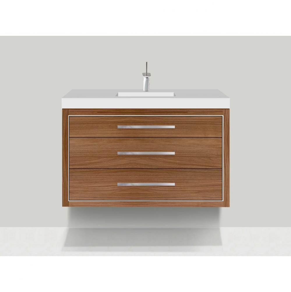 Madeli Villa 48C'' Wall hung Vanity Cabinet in Natural Walnut/HW: Polished Chrome(PC)