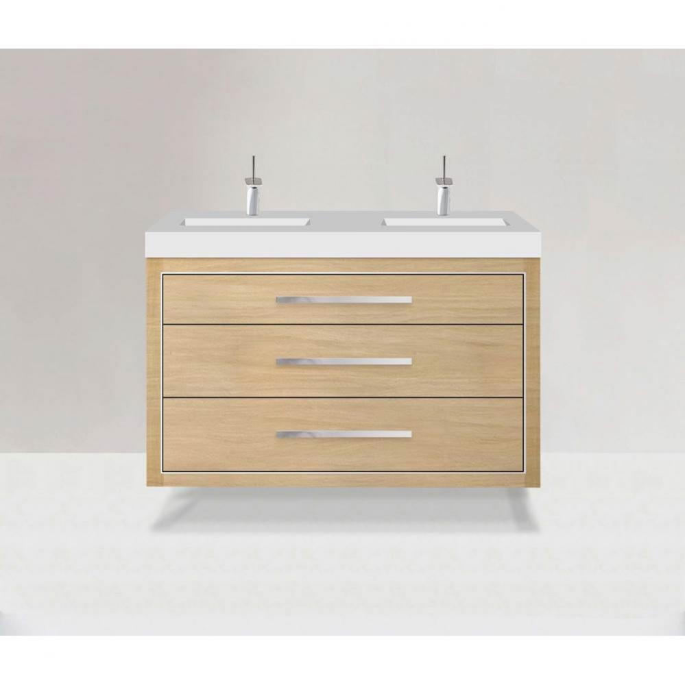 Madeli Villa 48D'' Wall hung Vanity Cabinet in Natural Oak/HW: Polished Chrome(PC)