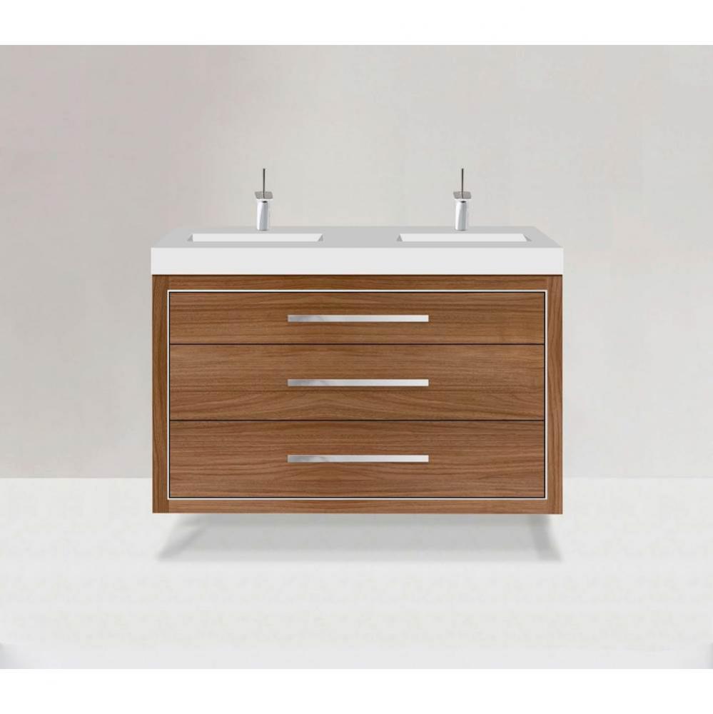 Madeli Villa 48D'' Wall hung Vanity Cabinet in Natural Walnut/HW: Matte Black(MB)