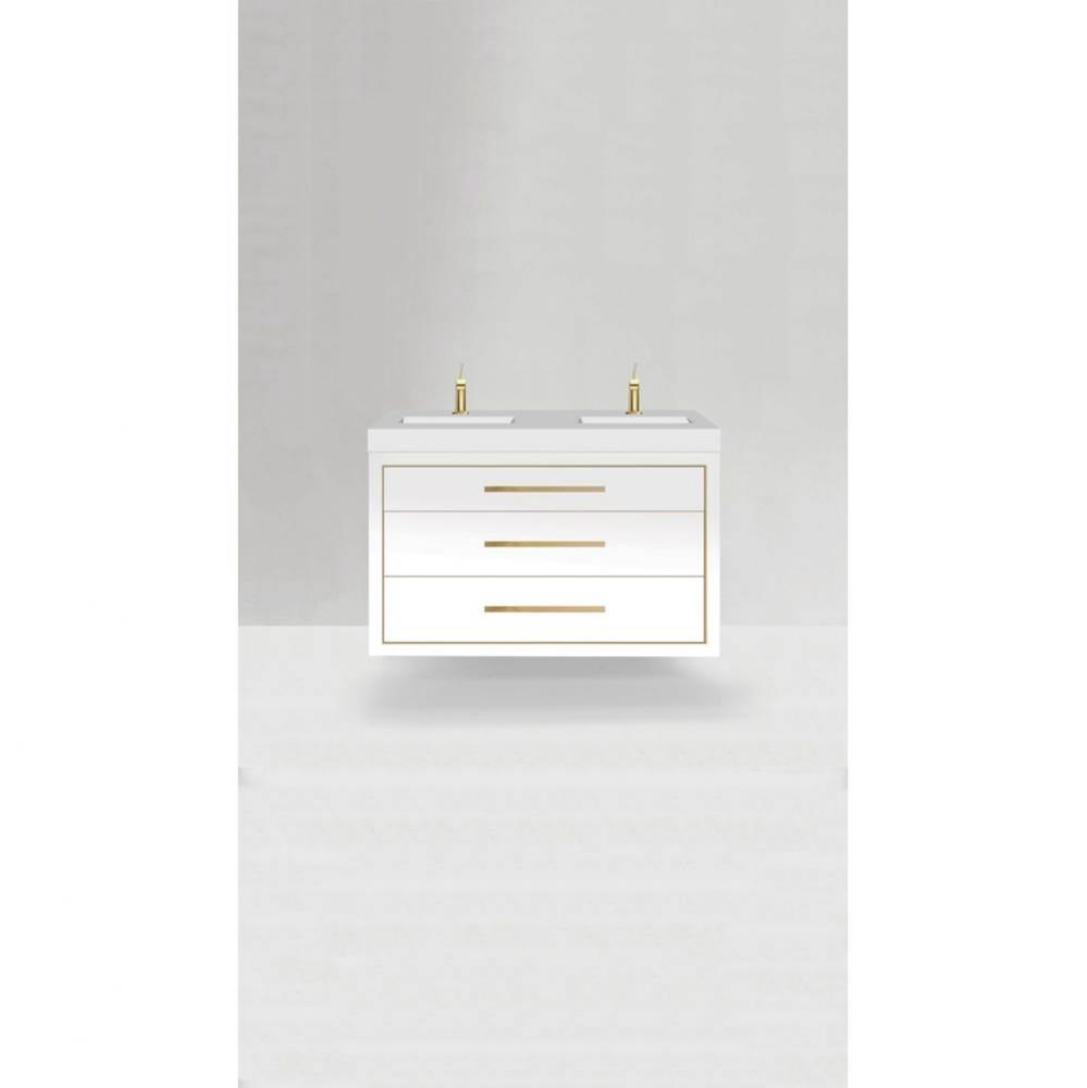 Madeli Villa 48C'' Wall hung Vanity Cabinet in White/HW: Polished Nickel(N )