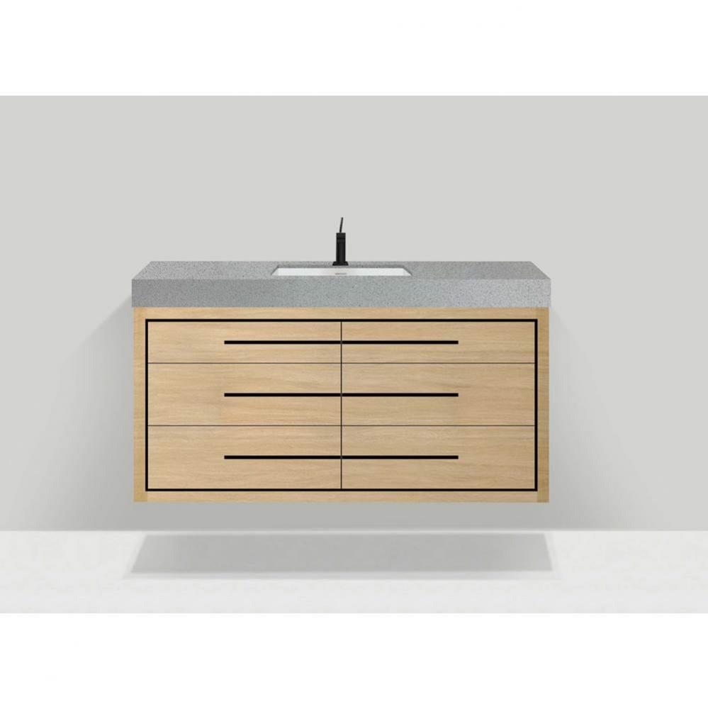 Madeli Villa 60C'' Wall hung Vanity Cabinet in Natural Oak/HW: Matte Black(MB)