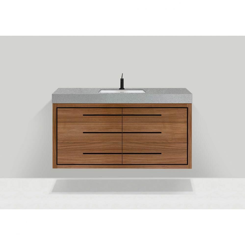 Madeli Villa 60C'' Wall hung Vanity Cabinet in Natural Walnut/HW: Matte Black(MB)