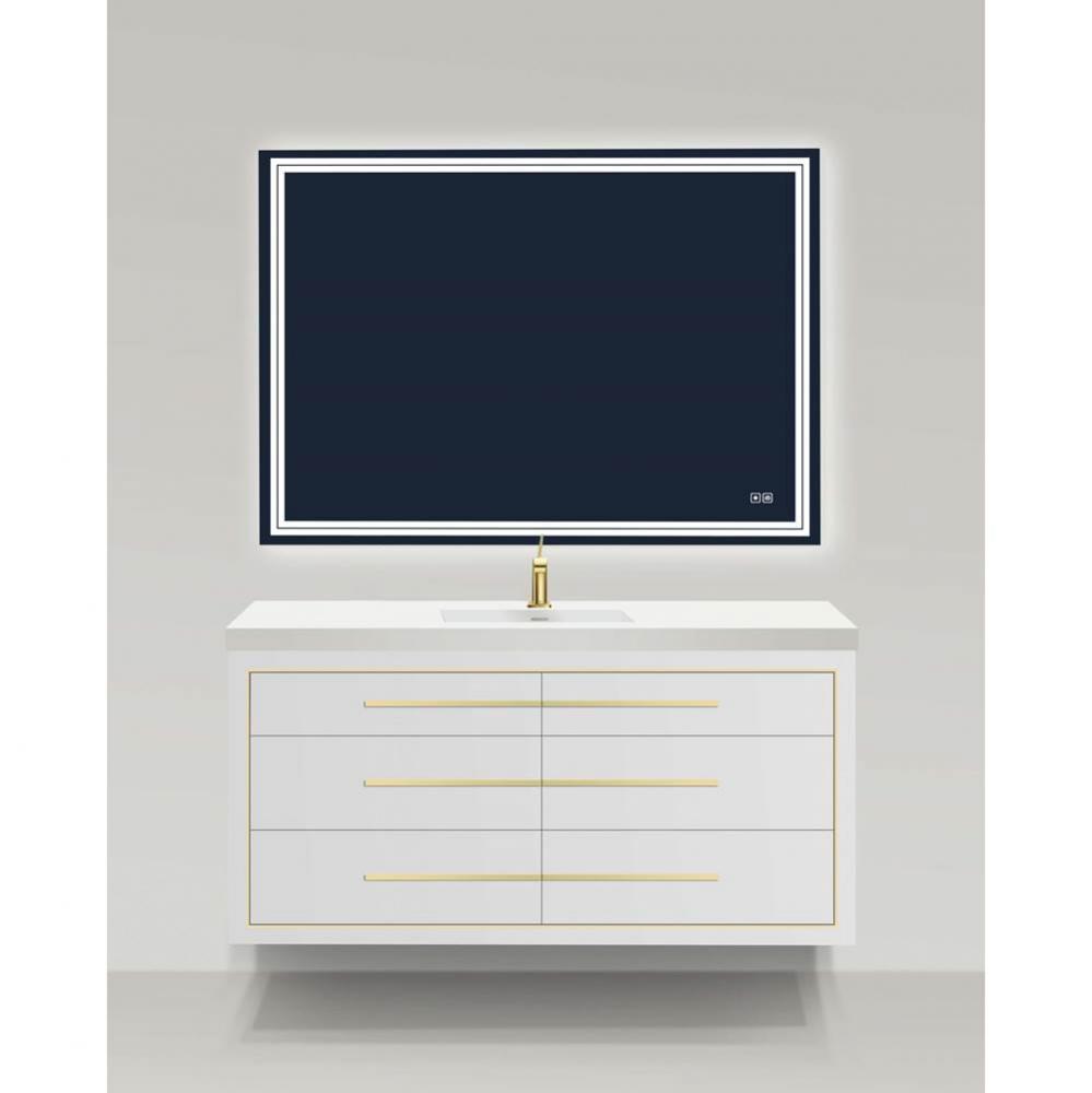 Madeli Villa 60C'' Wall hung Vanity Cabinet in White/HW: Brushed Nickel(BN)