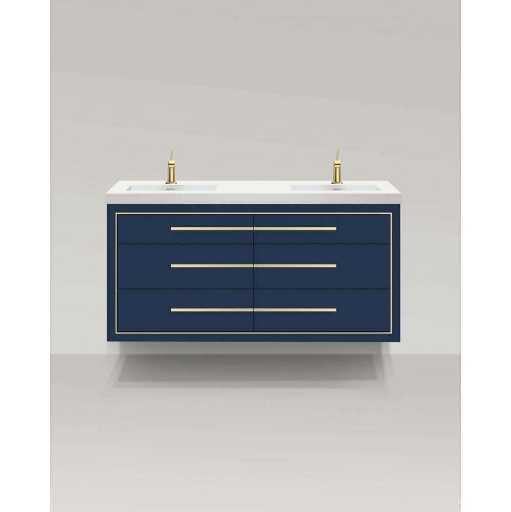 Madeli Villa 60D'' Wall hung Vanity Cabinet in Sapphire/HW: Satin Brass(SB)