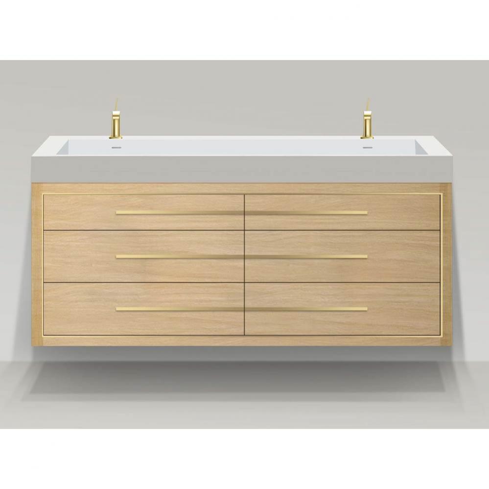 Madeli Villa 72'' Wall hung Vanity Cabinet in Natural Oak/HW: Polished Chrome(PC)