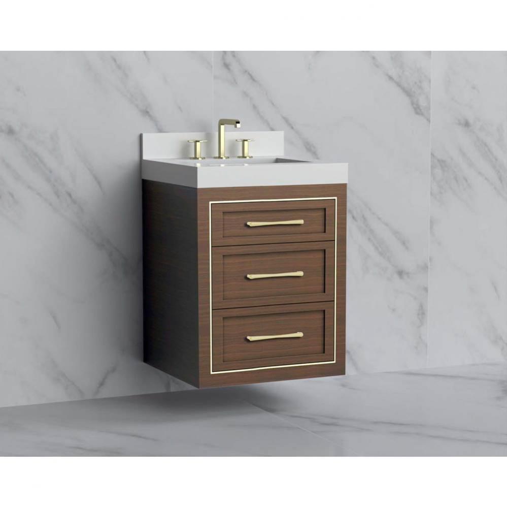 Madeli Renaissance 24'' Wall hung Vanity Cabinet in Brandy/HW: Handles Satin Brass(SB)