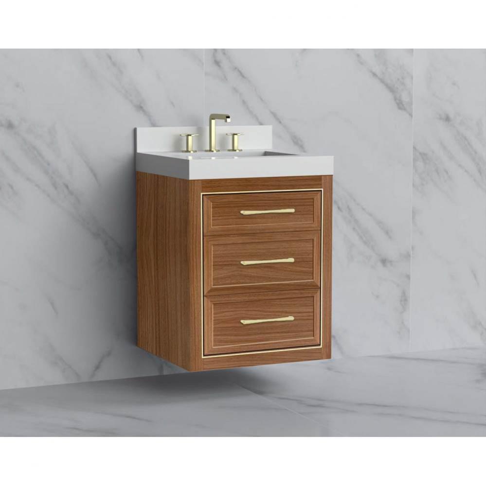 Madeli Renaissance 24'' Wall hung Vanity Cabinet in Natural Walnut/HW: Handles Matte Bla