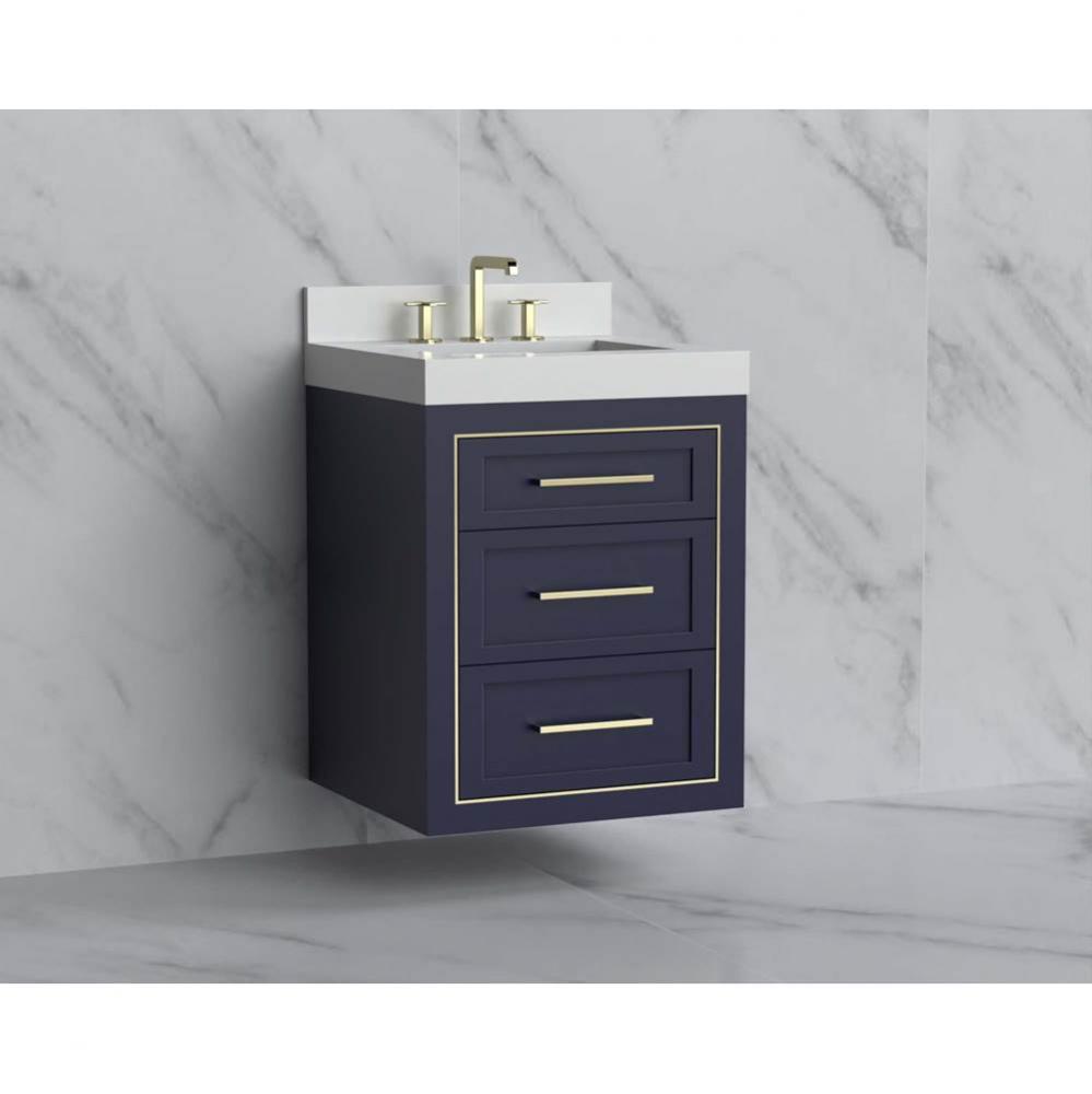 Madeli Renaissance 24'' Wall hung Vanity Cabinet in Sapphire/HW: Handles Matte Black(MB)