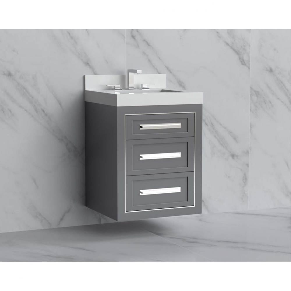 Renaissance 24'' Wall hung Vanity Cabinet in Studio Grey/HW: Handles Polished Chrome(PC)