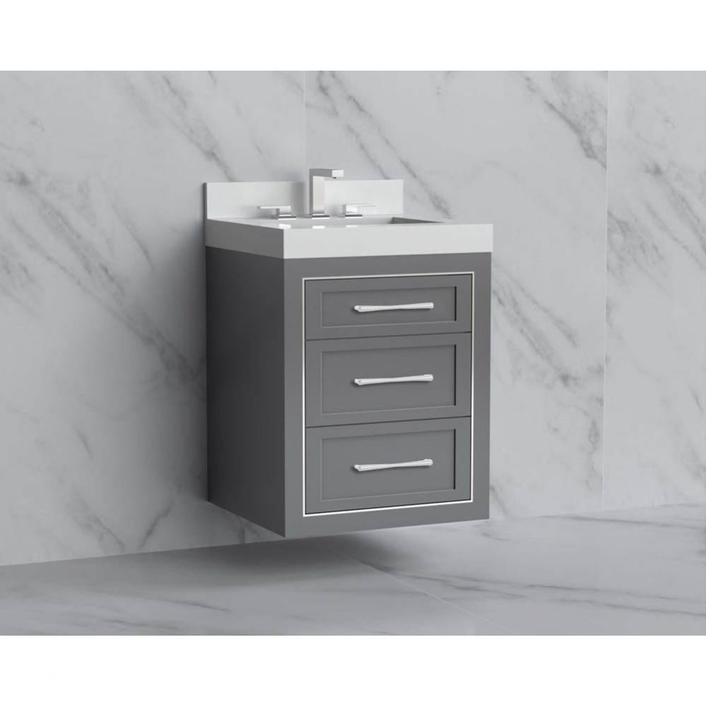 Madeli Renaissance 24'' Wall hung Vanity Cabinet in Studio Grey/HW: Handles Satin Brass(