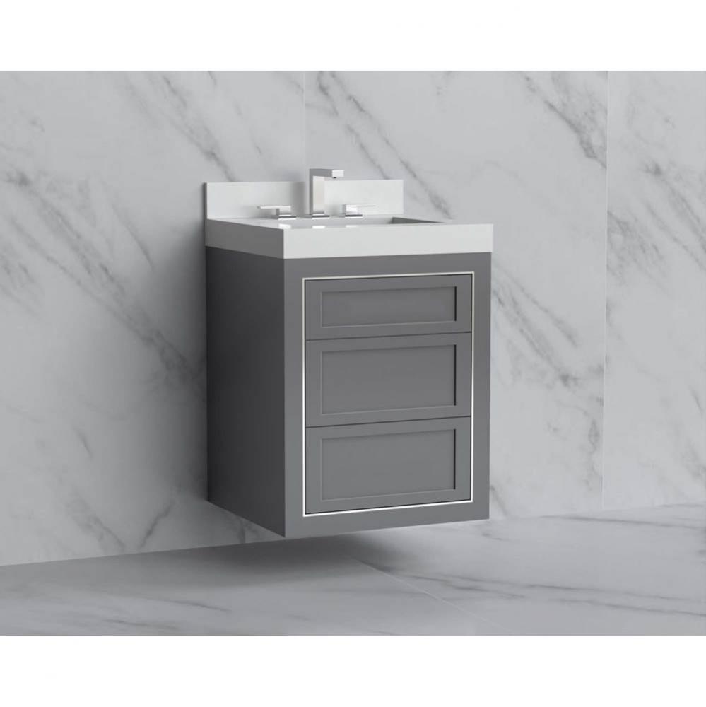 Madeli Renaissance 24'' Wall hung Vanity Cabinet in Studio Grey - No Handles - Inlay in