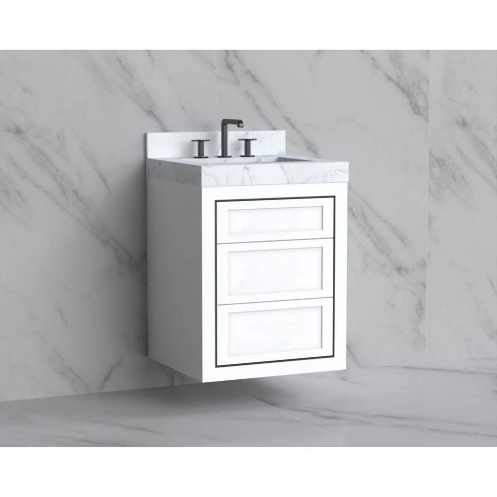 Madeli Renaissance 24'' Wall hung Vanity Cabinet in White - No Handles - Inlay in Polish