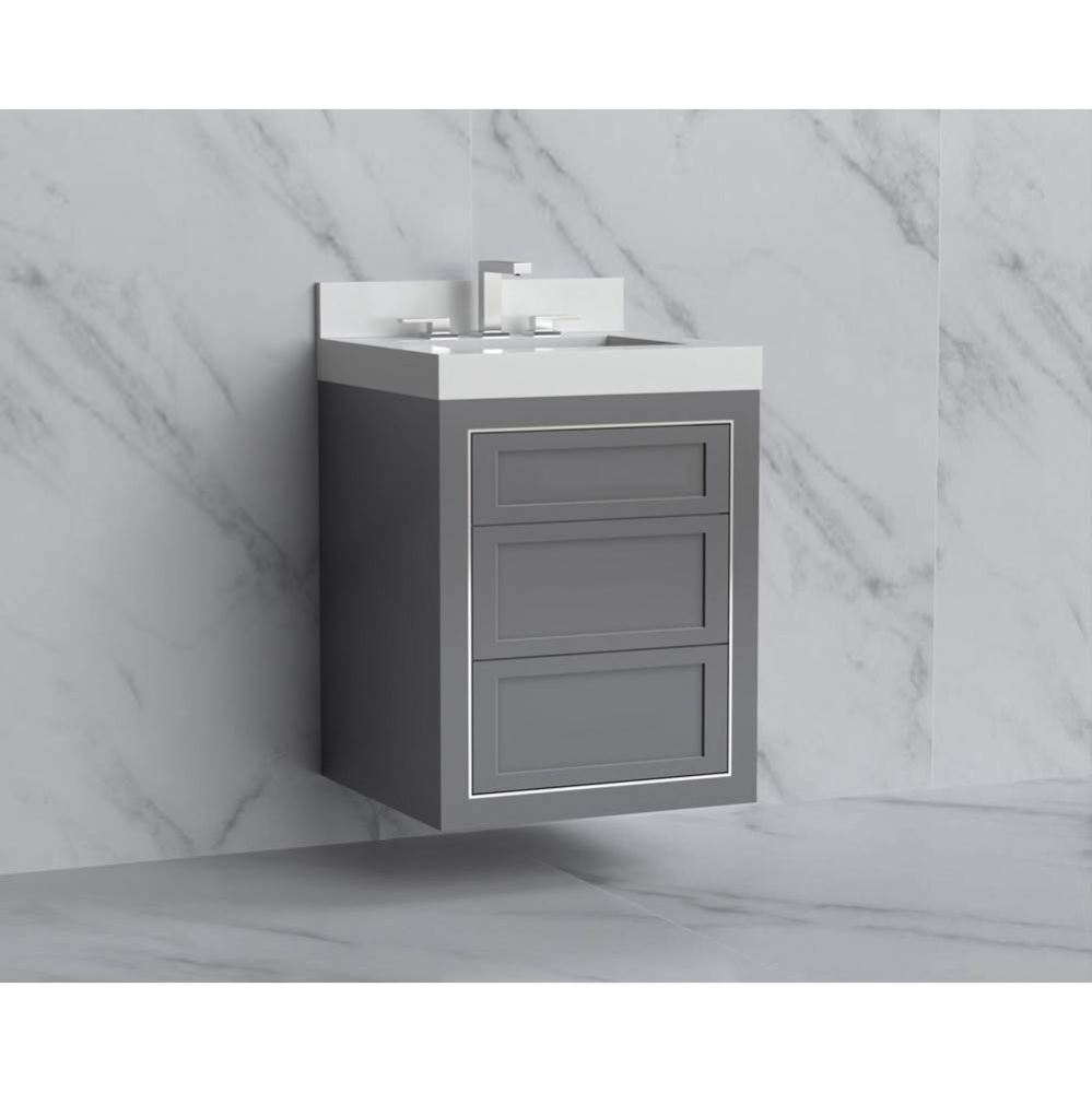 Renaissance 24'' Wall hung Vanity Cabinet in Studio Grey - No Handles - Inlay in Satin B