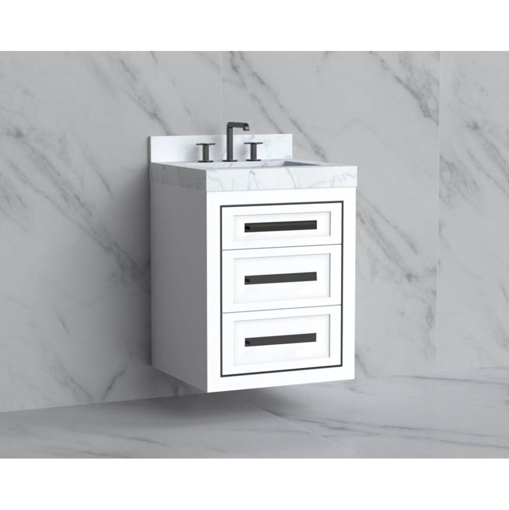 Renaissance 24'' Wall hung Vanity Cabinet in White/HW: Handles Polished Chrome(PC)