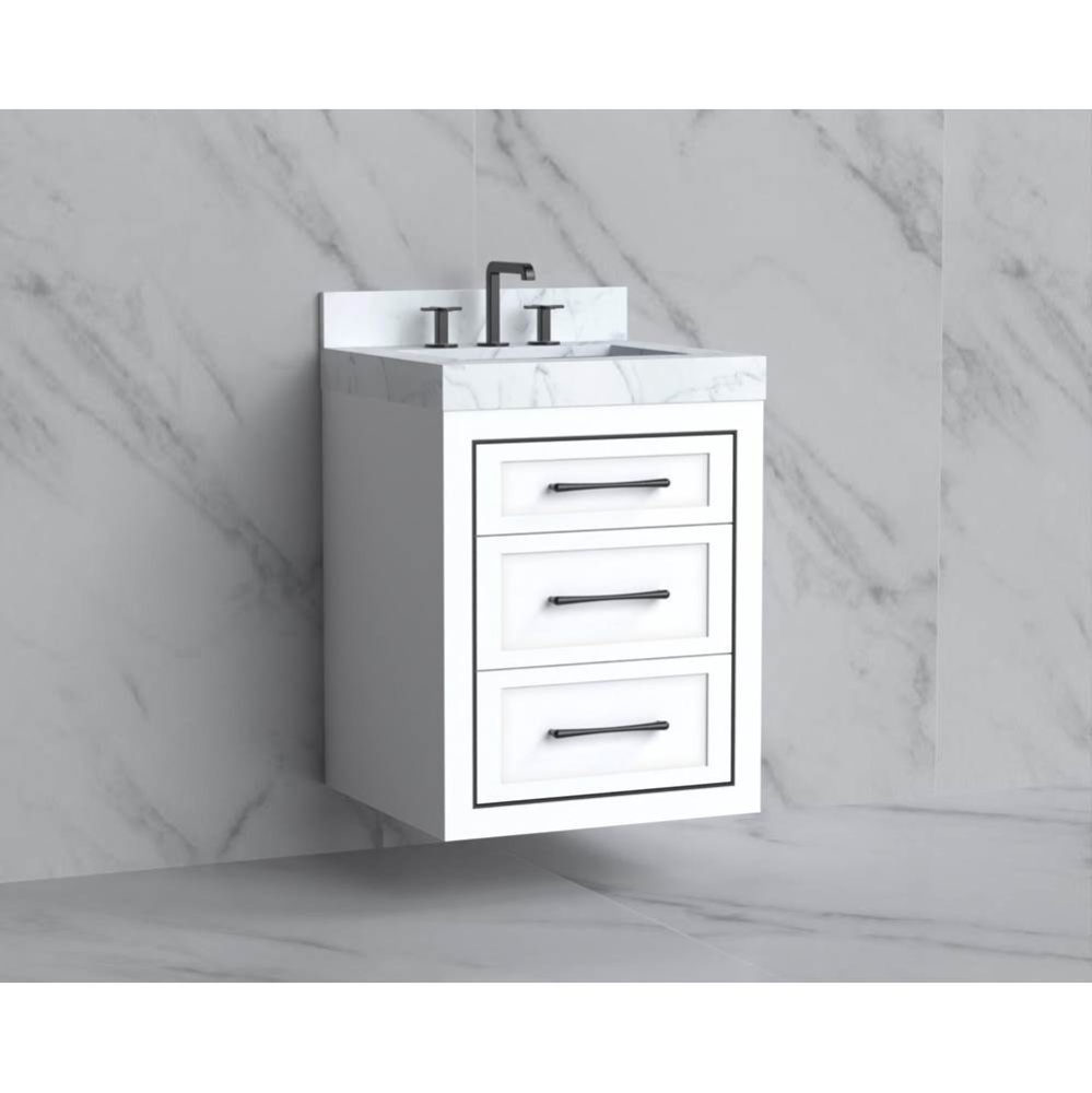 Renaissance 24'' Wall hung Vanity Cabinet in White/HW: Handles Brushed Nickel(BN)