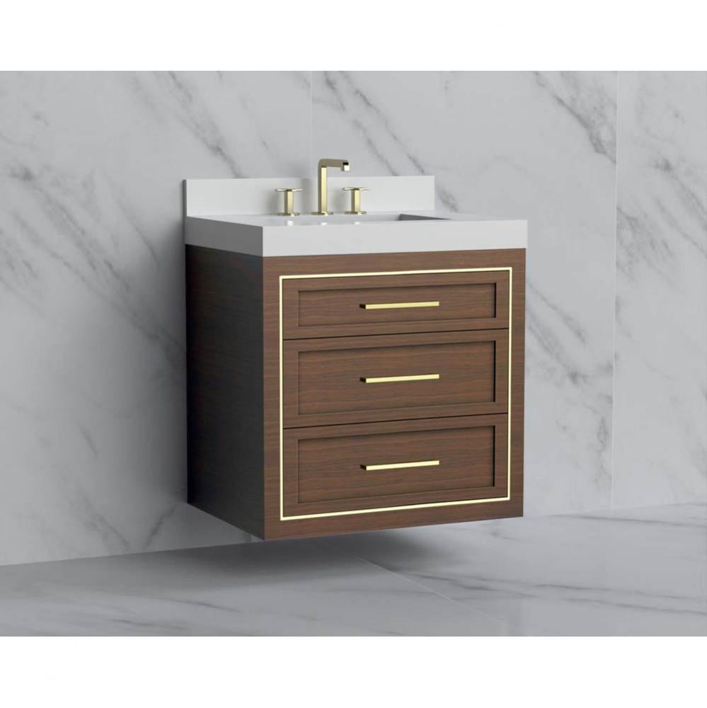 Madeli Renaissance 30'' Wall hung Vanity Cabinet in Brandy/HW: Handles Satin Brass(SB)