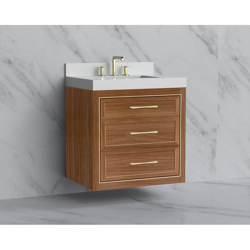 Renaissance 30'' Wall hung Vanity Cabinet in Natural Walnut/HW:Handles Polished Chrome(P