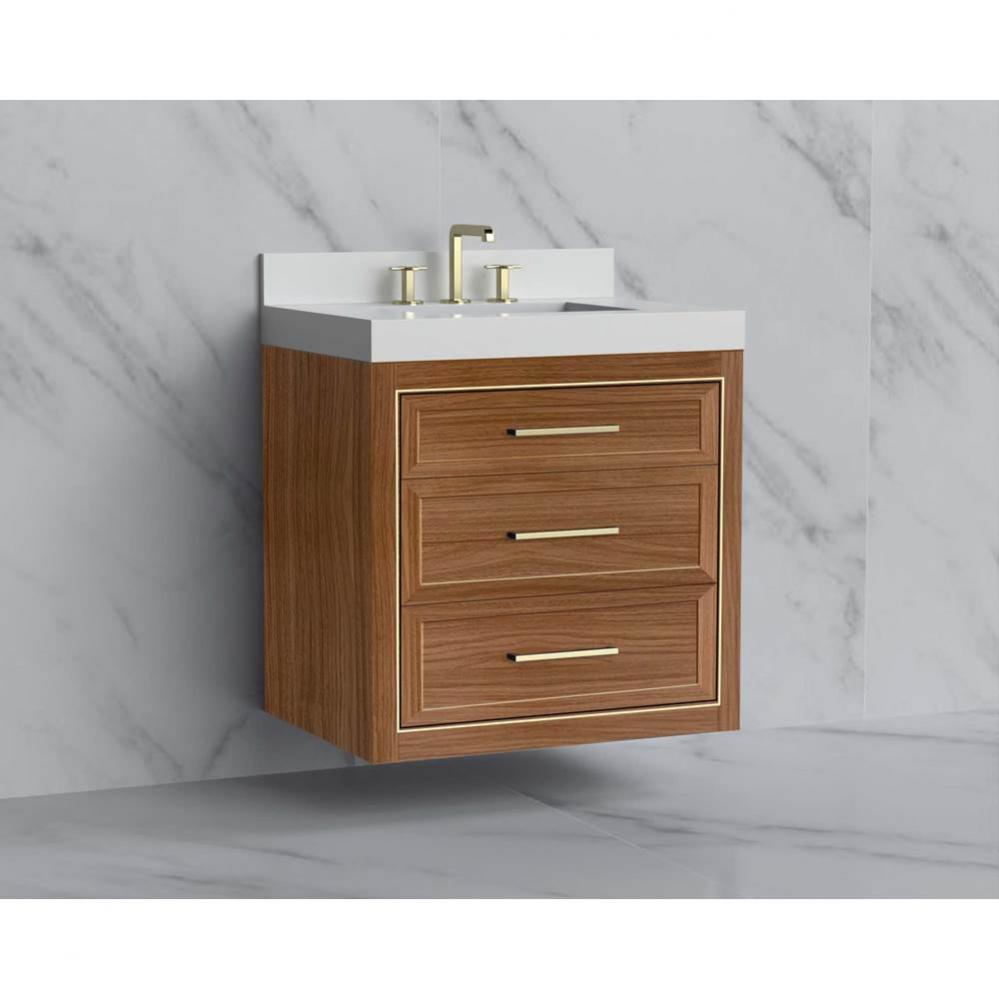 Madeli Renaissance 30'' Wall hung Vanity Cabinet in Natural Walnut/HW: Handles Polished