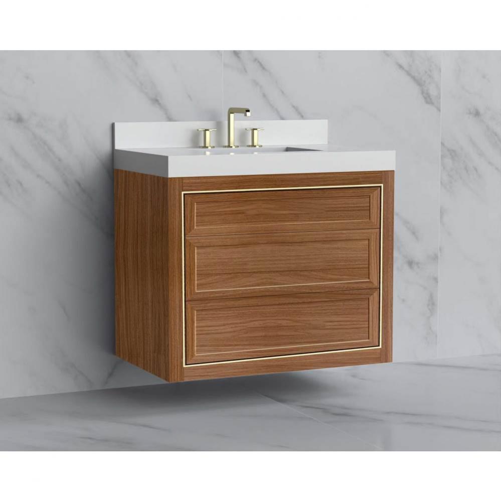 Madeli Renaissance 30'' Wall hung Vanity Cabinet in Natural Walnut/HW: No Handles - Inla
