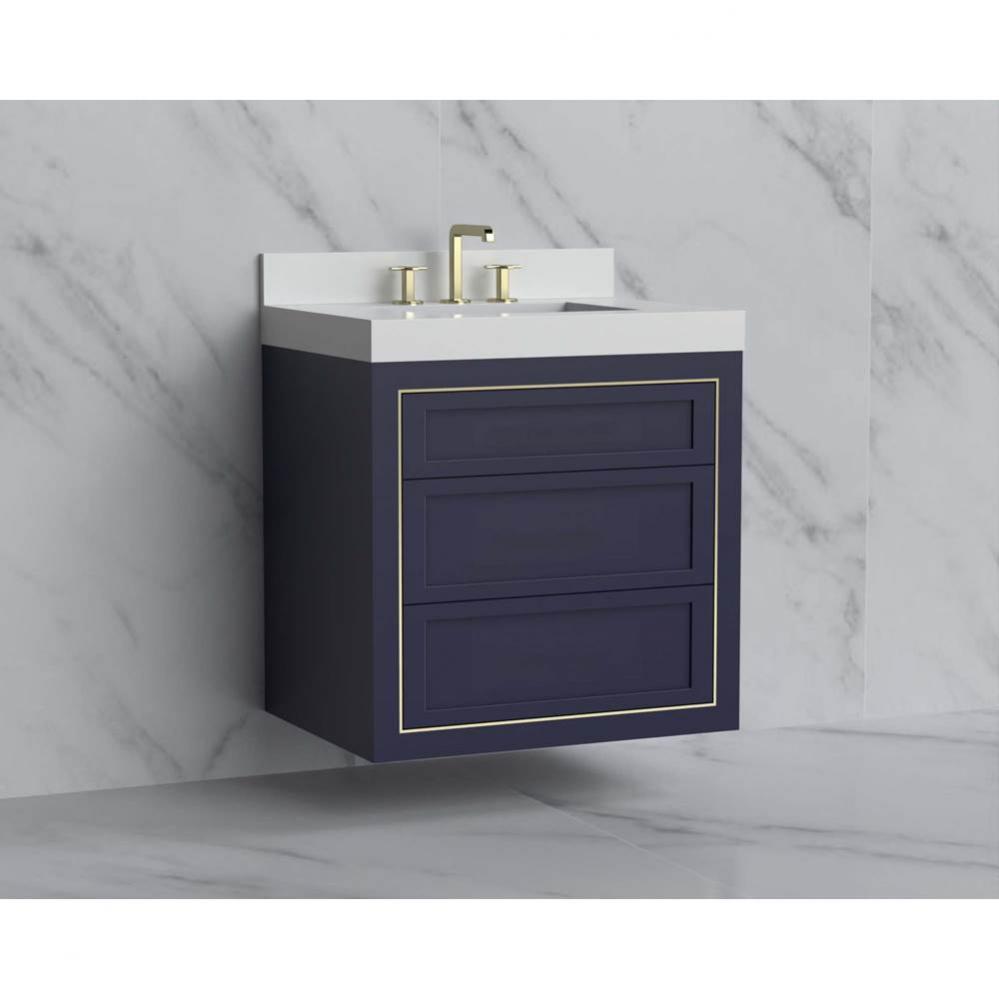 Madeli Renaissance 30'' Wall hung Vanity Cabinet in Sapphire - No Handles - Inlay in Pol