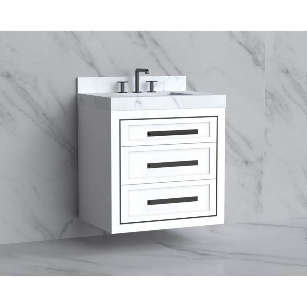 Madeli Renaissance 30'' Wall hung Vanity Cabinet in White/HW: Handles Satin Brass(SB)